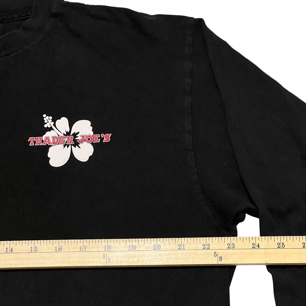 Trader Joe's Long Sleeve T Shirt XL Black Hibiscus Logo Pro Tees Employee Crew - Picture 4 of 7